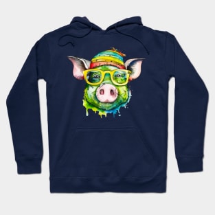 funny pig with glasses Hoodie